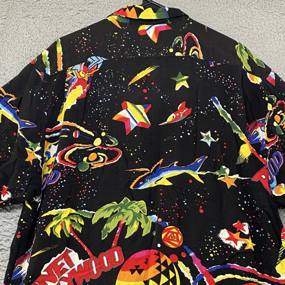 Vintage Planet Hollywood Shirt Mens XL Space Hawaiian Print Rayon Button Up 90s - Picture 9 of 14